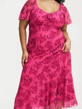 torrid Fuchsia Floral Lace-Detail Maxi Dress